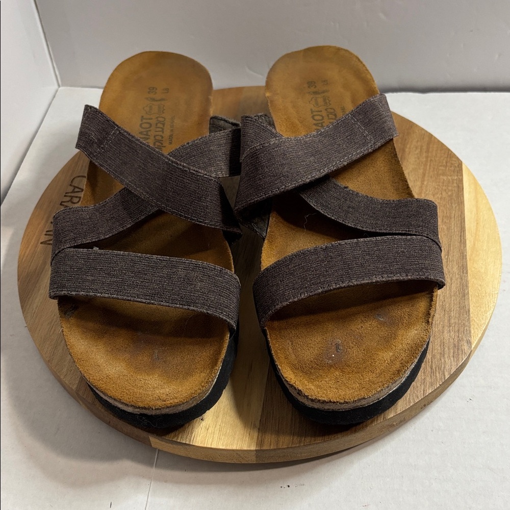 Naot Women's Brown Strappy Slide Sandals